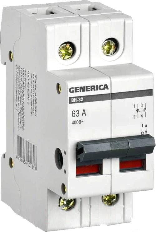 

Выключатель нагрузки Generica ВН-32 2Р 63А MNV15-2-063