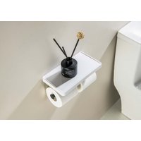 Держатель для туалетной бумаги Aquatek Европа AQ4919MB (с полкой, черный матовый)