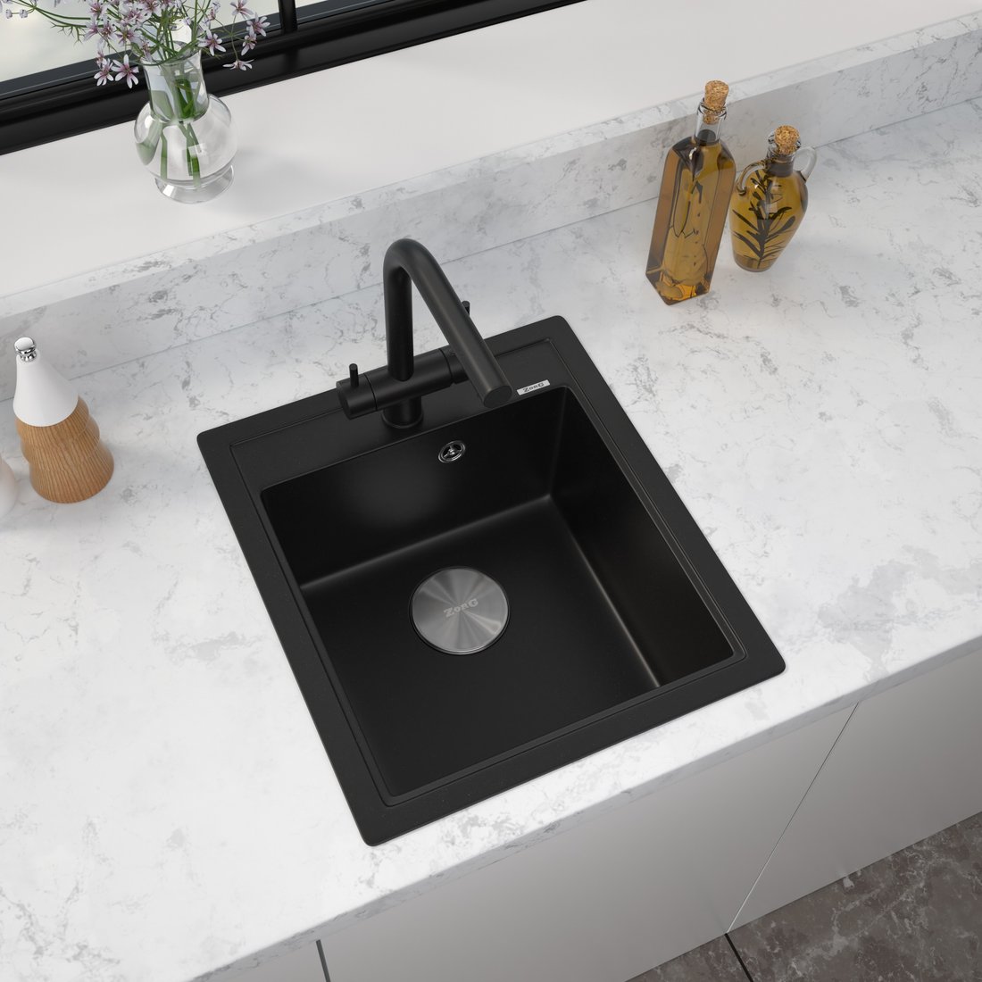 

Кухонная мойка ZorG Rock 46 Premium black metallic