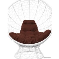 Кресло M-Group Кокос на подставке 11590105 (белый ротанг/коричневая подушка)