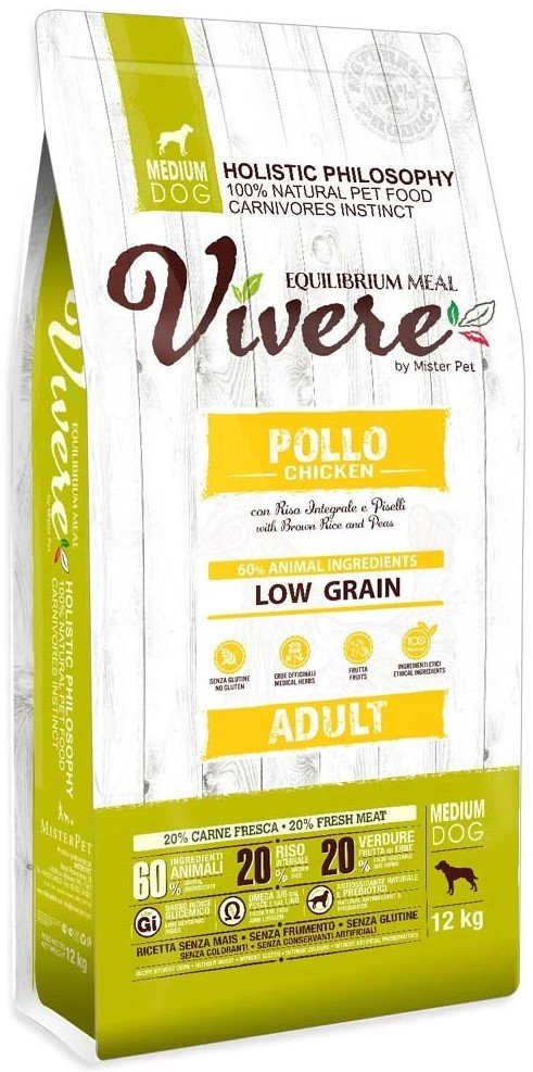 

Сухой корм для собак Vivere Medium Adult Low Grain Chicken (Курица) 12 кг