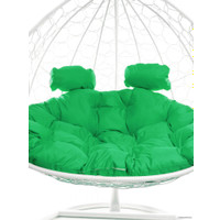 Подвесное кресло M-Group Для двоих 11450104 (белый ротанг/зеленая подушка)