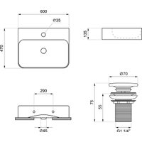 Умывальник Wellsee Clermont 302602000 с донным клапаном click-clack в Бресте