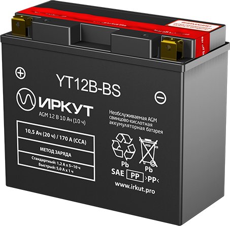 

Мотоциклетный аккумулятор Иркут YT12B-BS (10 А·ч)