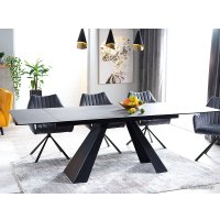 Кухонный стол Signal Salvadore Ceramic 160/240x90 (серый мрамор/черный матовый)