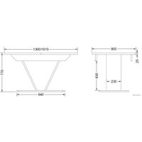 Кухонный стол Аврора Дрезден 130-161.5x80 (камень черный/черный)