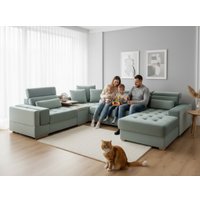 П-образный диван Треви Гранд (зеленый)