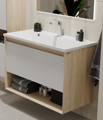 Jorno Тумба под умывальник Tossony 90 Toss.01.90/P/SS-W/JR (cонома светлая/белый)