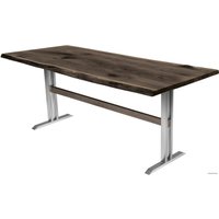 Кухонный стол Buro7 Двутавр 180 (с обзолом и сучками, дуб мореный/серебро)