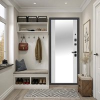 Металлическая дверь Guard Зеркало серебристый/белый матовый (96x205, правая) в Солигорске