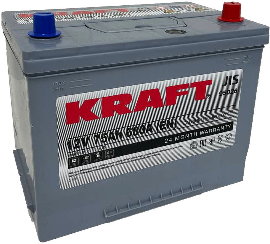 

Автомобильный аккумулятор KRAFT Asia 75 JR+ (75 А·ч)