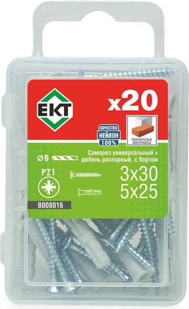 

Дюбель распорный ЕКТ 3.0x30 B008016 (20 шт, нейлон)