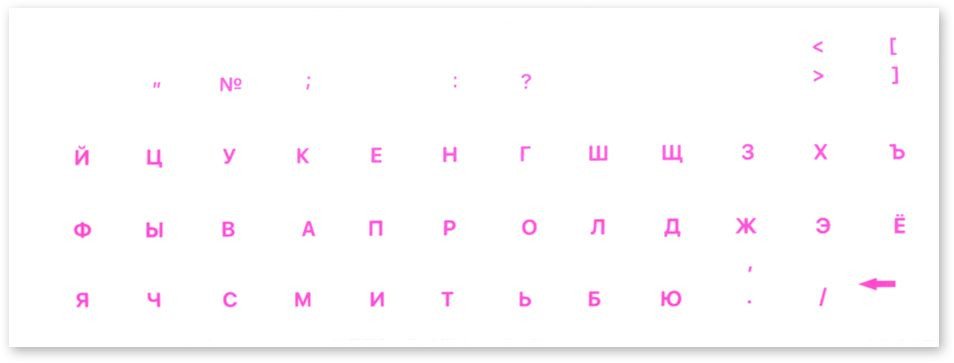 

Наклейки с русской раскладкой KST XXRU-V48406 (прозрачная основа/розовые символы)
