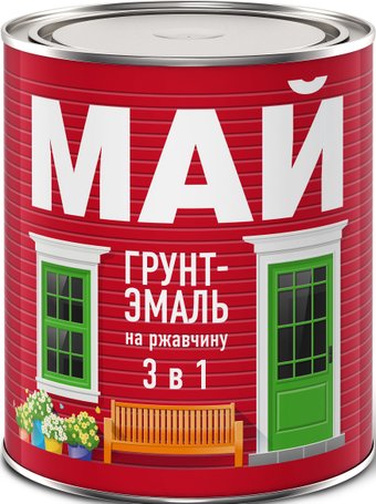 Грунт-эмаль Ярославские краски Май на ржавчину 3 в 1 0.8 кг (черный)