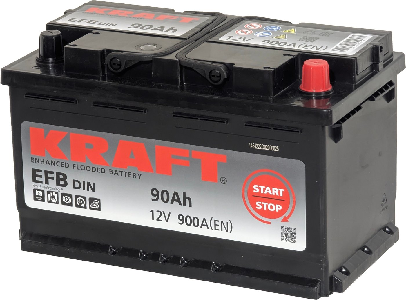 

Автомобильный аккумулятор KRAFT EFB R+ (90 А·ч)