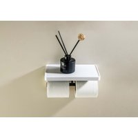 Держатель для туалетной бумаги Aquatek Европа AQ4919MB (с полкой, черный матовый)