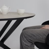 Кухонный стол Аврора Мехико 3Д D950 (мрамор светлый/черный матовый)