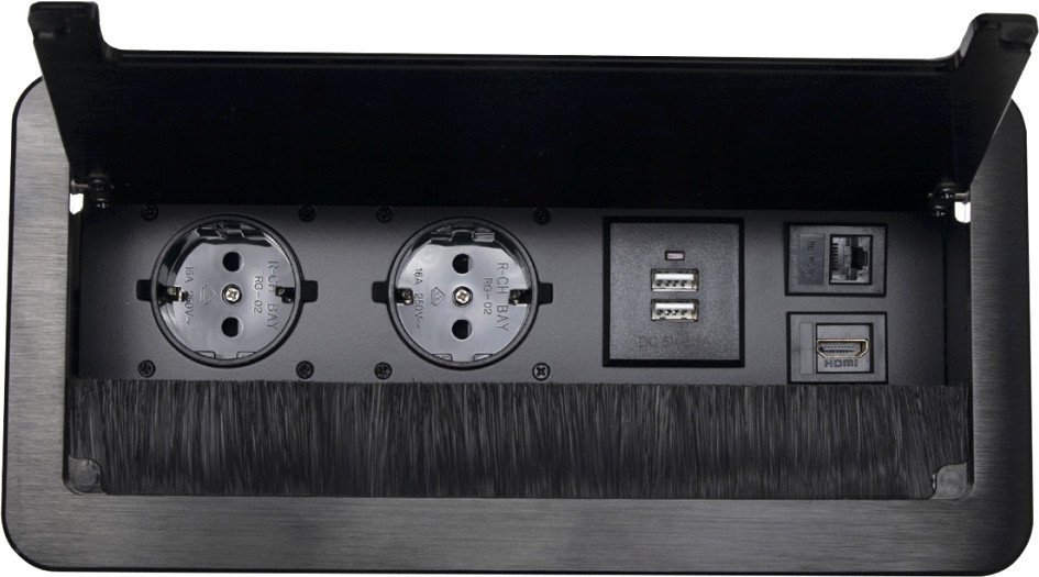 

Блок розеток AKS Atlas USB выдвижной (2 розетки, черный)