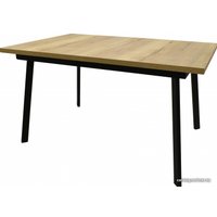 Кухонный стол Гальваник ПГ-47 140-170x90 (дуб галифакс натуральный/эмаль черный муар)