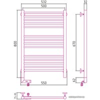 Полотенцесушитель Сунержа Богема 2.0 800x500 00-5205-8050 (правый)