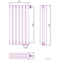 Стальной трубчатый радиатор Сунержа Эстет-11 EU50 500х270 6 секций (матовое золото)