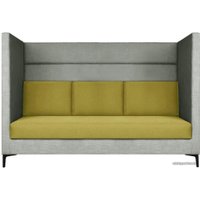 Диван Brioli Дирк трехместный (рогожка, J20-J9 (серый, желтые вставки)