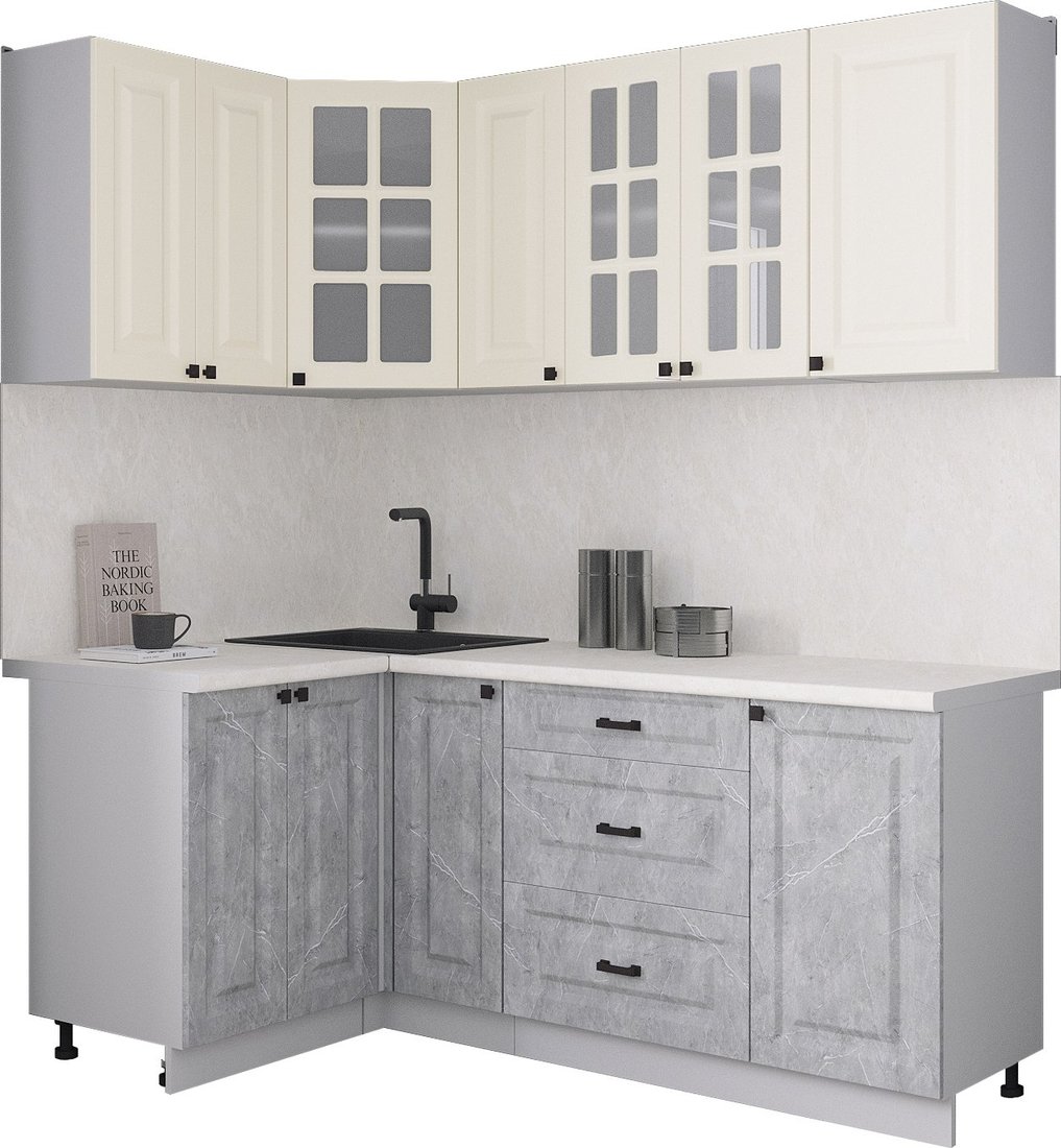 

Готовая кухня Интерлиния Мила Деко 1.2x1.9 (керамика/белый/опал светлый)