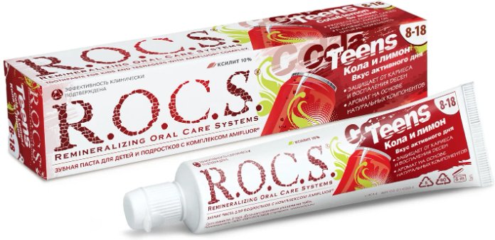 

Зубная паста R.O.C.S Teens Вкус активного дня. Кола и Лимон 74 г