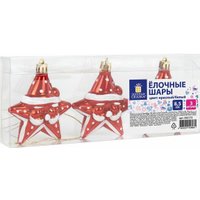 Елочная игрушка Золотая сказка Звезды с усами 592172 (3 шт, красный/белый)