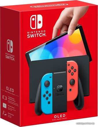 Nintendo Switch OLED (черный, с неоновыми Joy-Con)