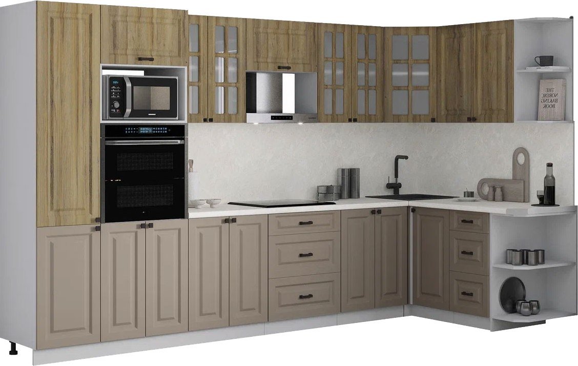 

Готовая кухня Интерлиния Мила Деко 1.68x3.4 PR (луна/дуб вотан/опал светлый)