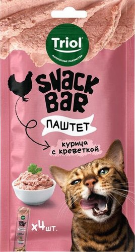 Лакомство для кошек Triol Snack Bar Паштет из курицы с креветкой (40 г)