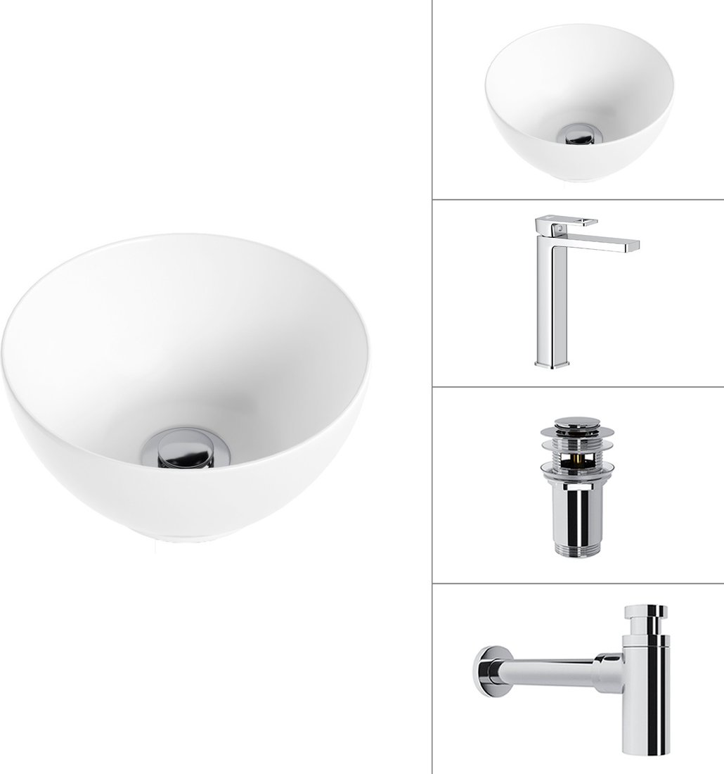 Умывальник Lauter 21601E + Cascade 21СК0655C + сифон 21635CH + дон.клапан 21190CH (хром)