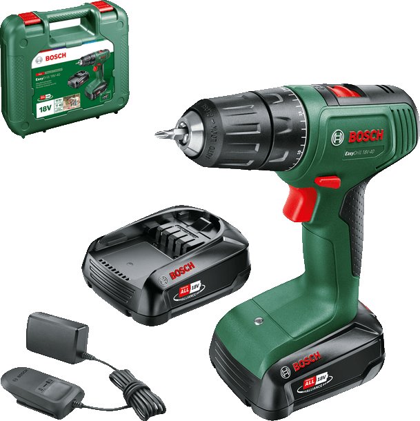 

Дрель-шуруповерт Bosch EasyDrill 18V-40 06039D8002 (с 2-мя АКБ 1.5 Ah, кейс)