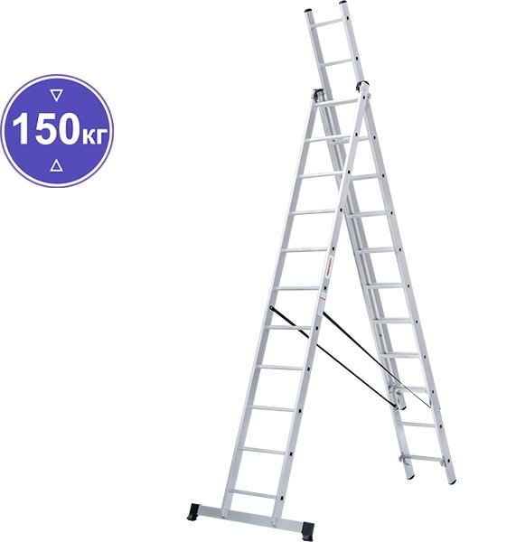 

Лестница-стремянка Новая высота NV 123 алюминиевая трёхсекционная 3x11 ступеней