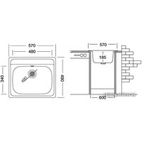 Кухонная мойка Ukinox Гранд GRP570.490 --GT8K 0C- (с сифоном)