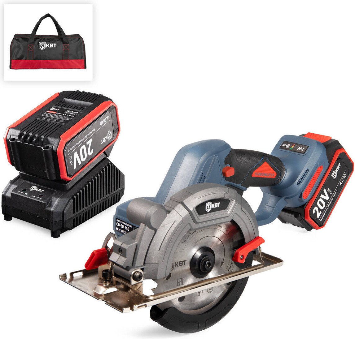 

Дисковая (циркулярная) пила КВТ CB-20-140 (с 2-мя АКБ, сумка)