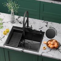 Кухонная мойка Roxen Simple 560220-60B-GR графит/текстурная PVD покрытие (с коландером и дозатором)