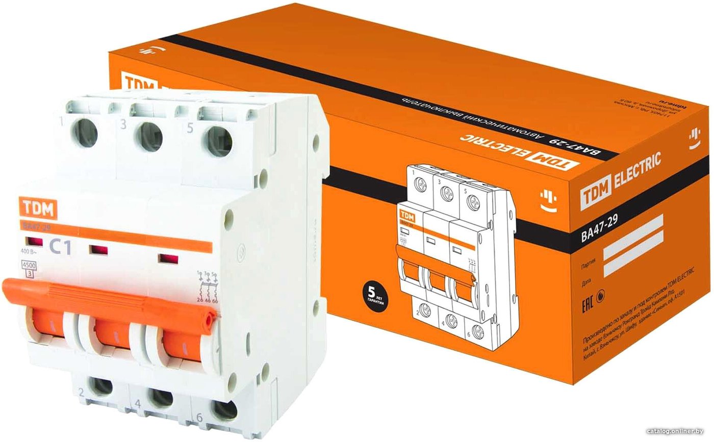 Выключатель автоматический TDM Electric ВА 47-29 3Р 1А (C) 4.5кА SQ0206-0100