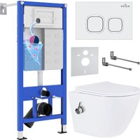 Унитаз подвесной Roxen Antares Bidet в комплекте с инсталляцией StounFix Dual Fresh 6 в 1 934445 (кнопка: белый глянец)