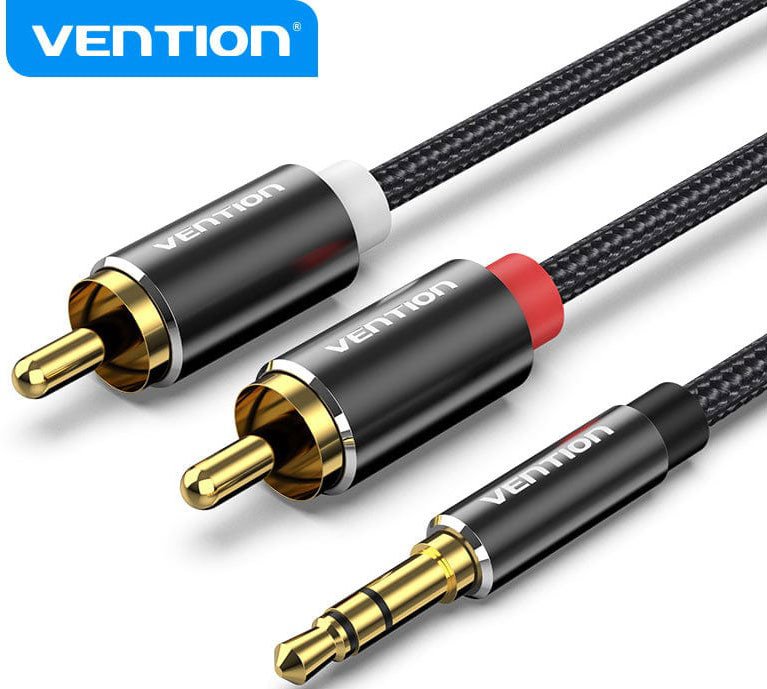 Кабель Vention BCPBF 3.5 Jack - 2x RCA (1 м, черный)