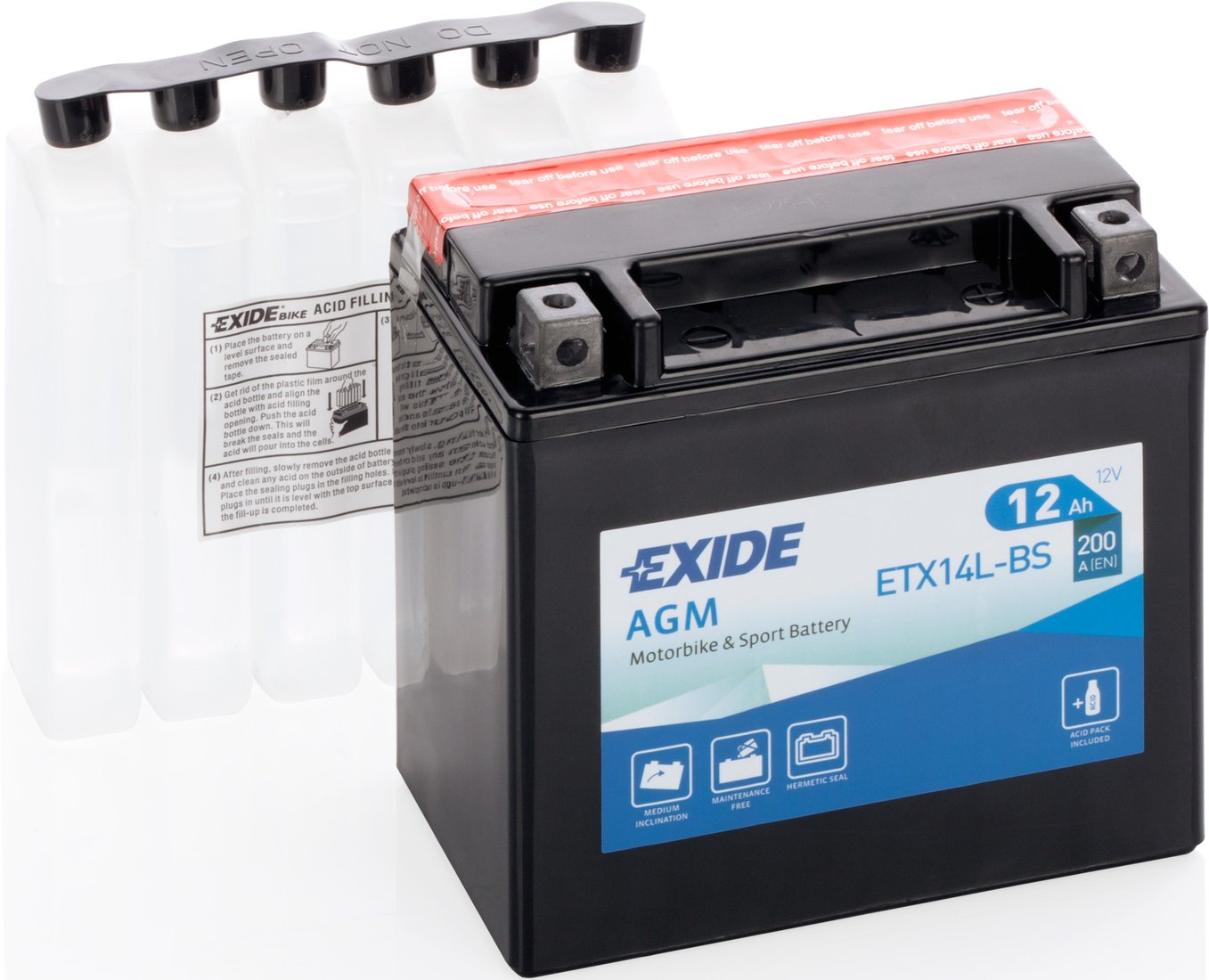 

Мотоциклетный аккумулятор Exide ETX14L-BS (12 А·ч)