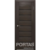 Межкомнатная дверь Portas S21 70x200 (орех шоколад, стекло lacobel черный лак)