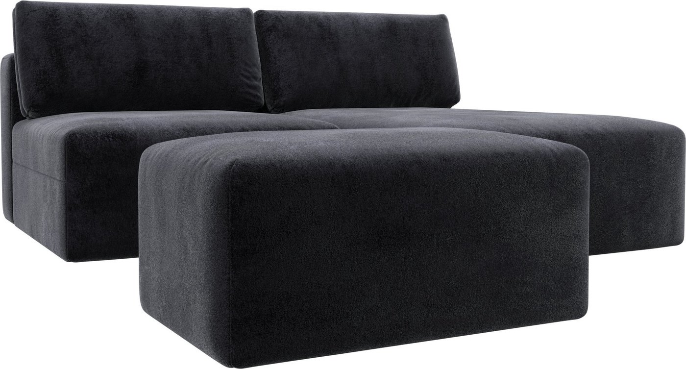 

Угловой диван Лига диванов Лига-060 НПБ угол универсальный с пуфом 129683 (велюр Tower 11 темно-серый)