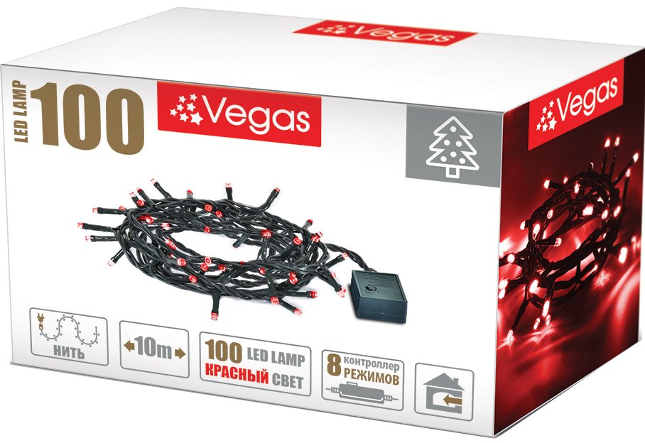 

Новогодняя гирлянда Vegas Нить 55065 100 LED (красный)