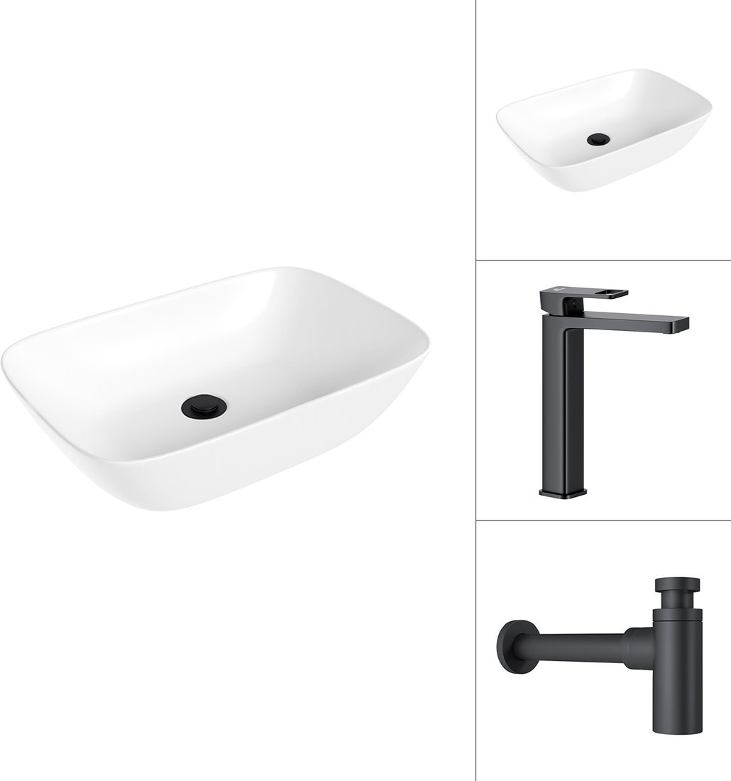 

Умывальник Lauter 21454 + Cascade 21СК0655BS с сифоном 21635B (черный матовый)