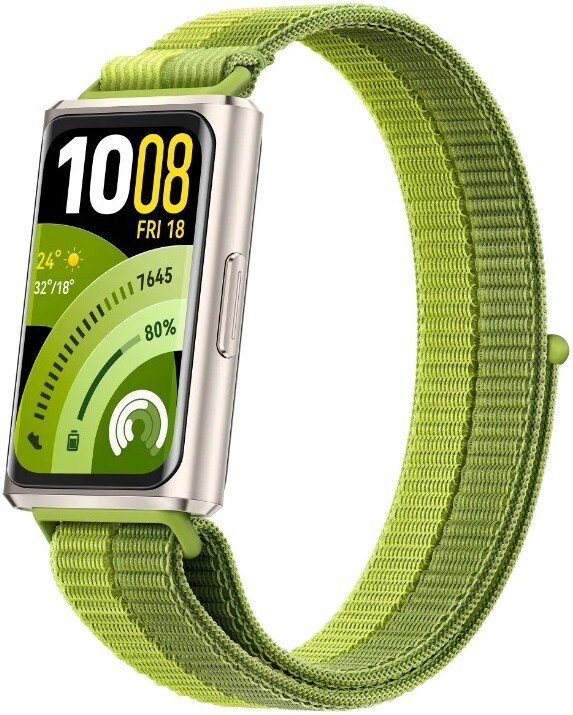 Фитнес-браслет Huawei Band 11 Pro (серый, с зеленым нейлоновым ремешком, международная версия)