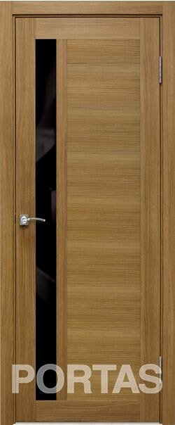 

Межкомнатная дверь Portas S28 60x200 (орех карамель, стекло lacobel черный лак)