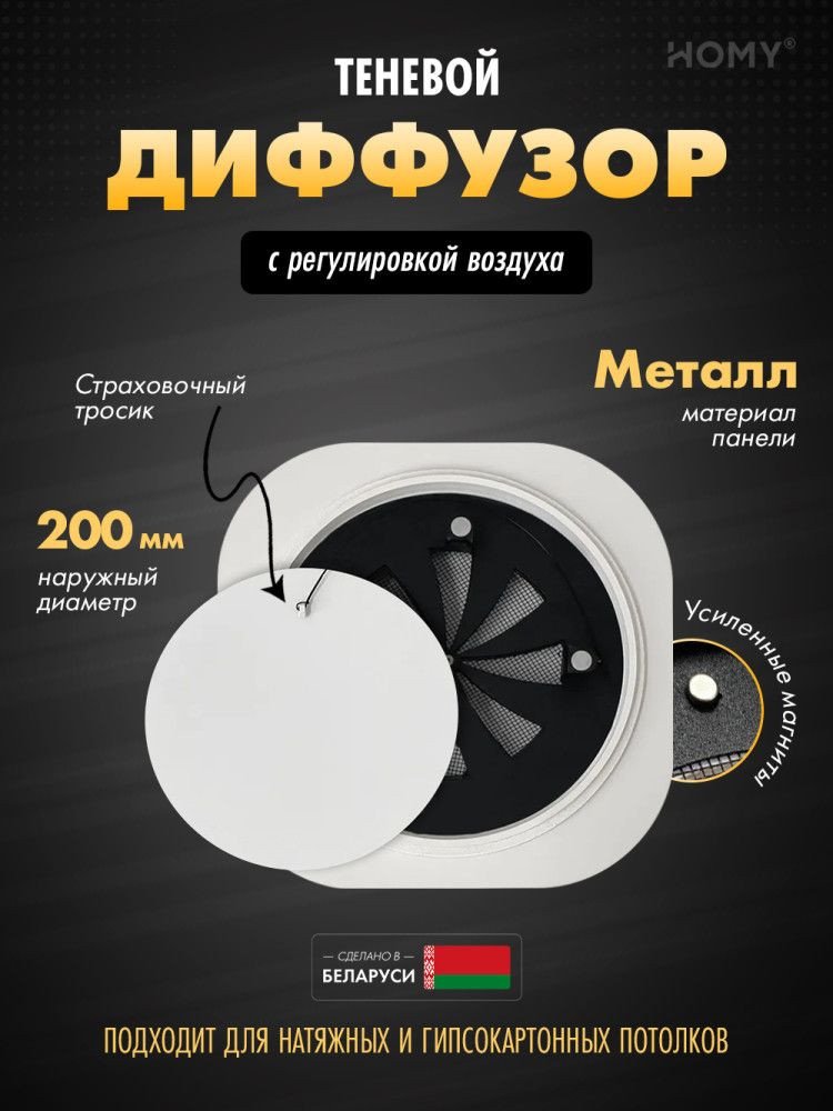 Вентиляционная решетка HOMY AIR круглый A125WR d200 (белая)