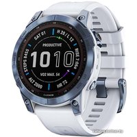 Умные часы Garmin Fenix 7 Sapphire Solar (голубой минерал/белый камень)